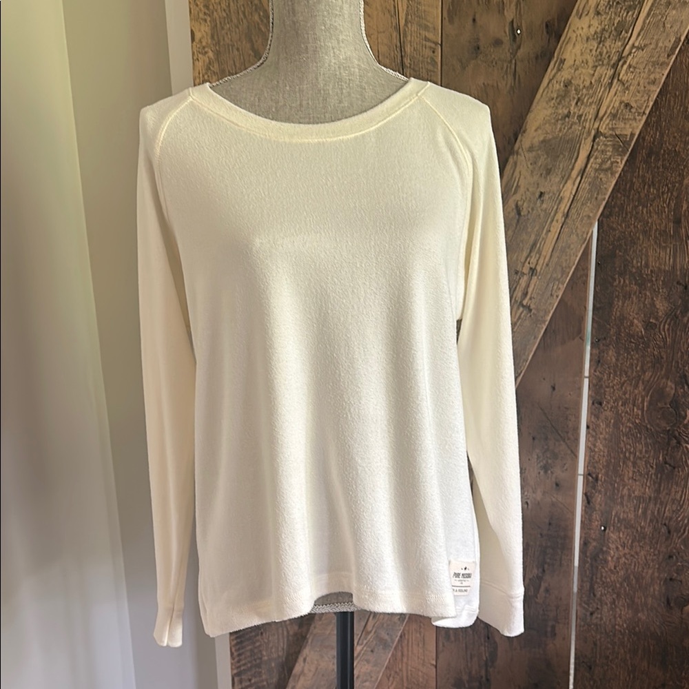 Cream Long Sleeve Relaxed T-Shirt
